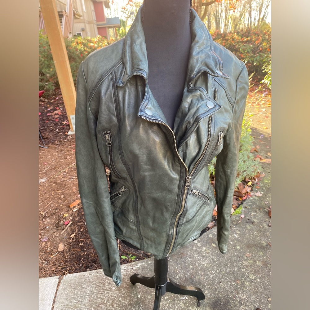 Women's Gray Leather Jacket